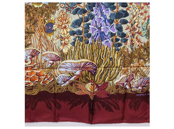 Hermès HERMES Carre 90 Pañuelo de Seda Bordeaux Auth 198389M Burdeos - vista 9