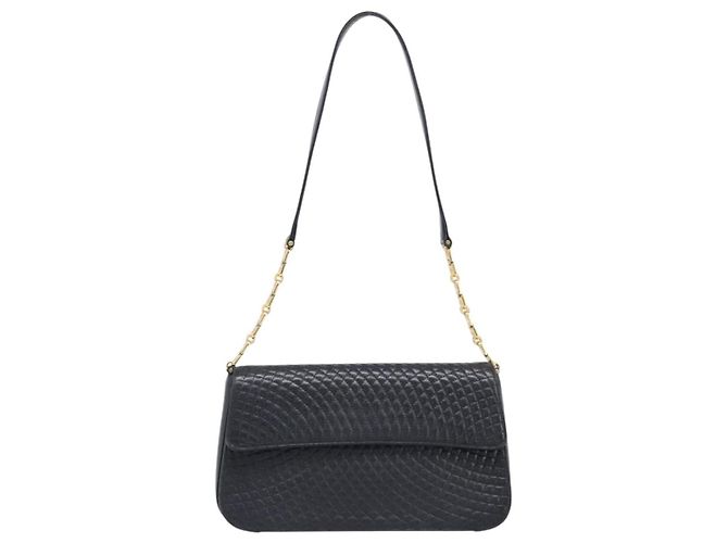 Bolsa de Ombro BALLY em Couro Preto e Dourado Auth BA15556 - vista 13