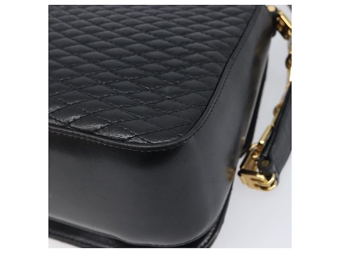 Bolsa de Ombro BALLY em Couro Preto e Dourado Auth BA15556 - vista 15