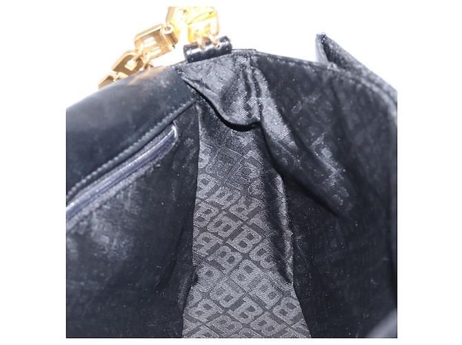 Bolsa de Ombro BALLY em Couro Preto e Dourado Auth BA15556 - vista 19