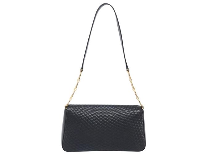 Bolsa de Ombro BALLY em Couro Preto e Dourado Auth BA15556 - vista 2
