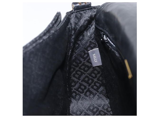 Bolsa de Ombro BALLY em Couro Preto e Dourado Auth BA15556 - vista 20