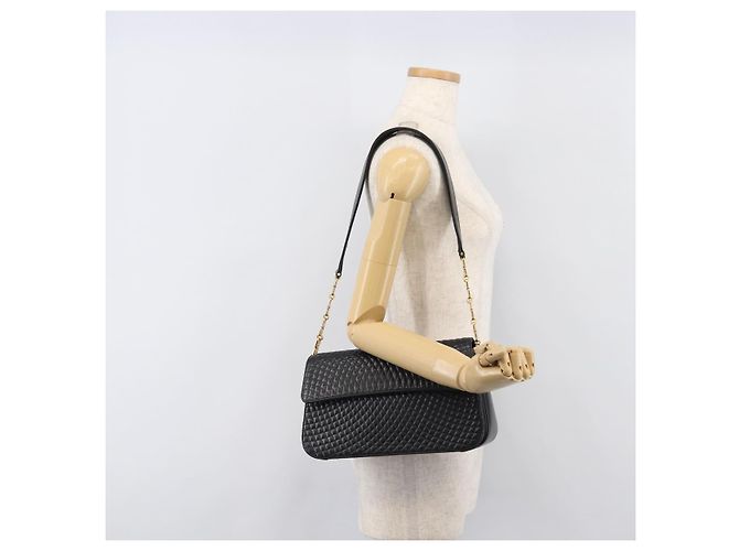 Bolsa de Ombro BALLY em Couro Preto e Dourado Auth BA15556 - vista 24