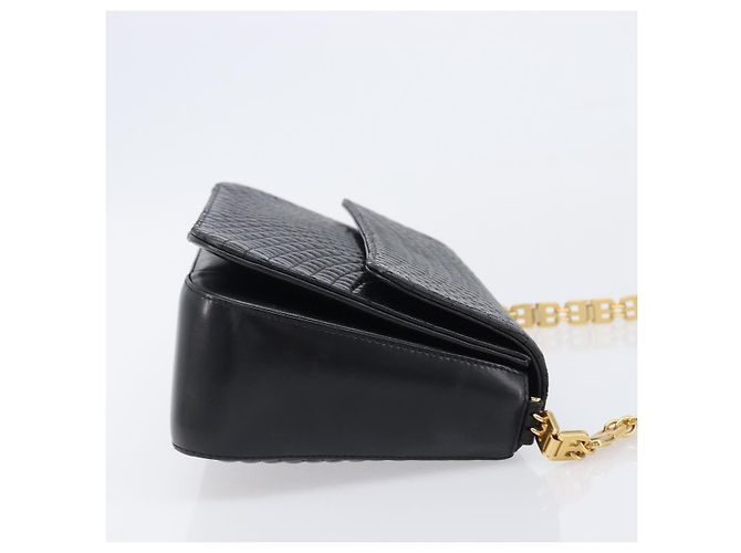 Bolsa de Ombro BALLY em Couro Preto e Dourado Auth BA15556 - vista 3