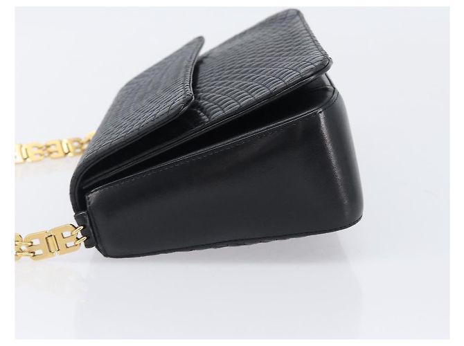 Bolsa de Ombro BALLY em Couro Preto e Dourado Auth BA15556 - vista 4