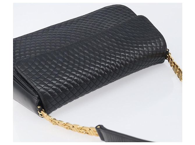 Bolsa de Ombro BALLY em Couro Preto e Dourado Auth BA15556 - vista 6