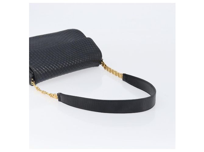 Bolsa de Ombro BALLY em Couro Preto e Dourado Auth BA15556 - vista 7