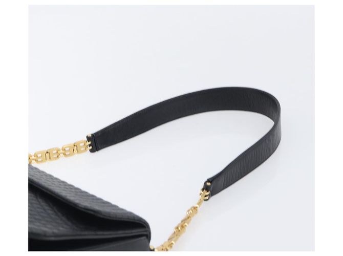 Bolsa de Ombro BALLY em Couro Preto e Dourado Auth BA15556 - vista 8