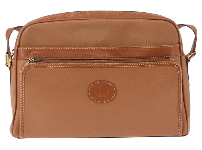 Borsa a tracolla GUCCI in pelle beige tono oro 001 22 1053 Auth ka6226 - vista 13