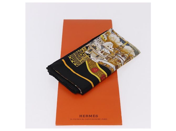 Hermès HERMES Carré 90 Seidentuch "IN SALZBURG" Black Auth ki6855 Schwarz - Ansicht 12
