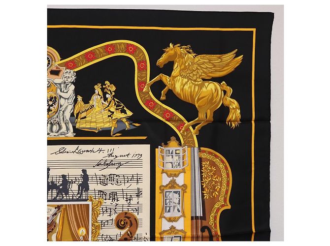 Hermès HERMES Carré 90 Seidentuch "IN SALZBURG" Black Auth ki6855 Schwarz - Ansicht 4