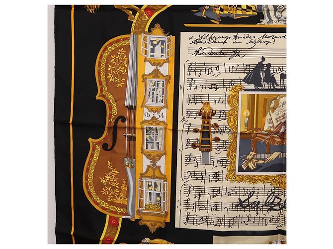 Hermès HERMES Carré 90 Seidentuch "IN SALZBURG" Black Auth ki6855 Schwarz - Ansicht 5