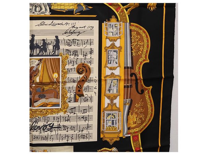 Hermès HERMES Carré 90 Seidentuch "IN SALZBURG" Black Auth ki6855 Schwarz - Ansicht 7