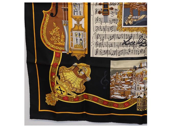 Hermès HERMES Carré 90 Seidentuch "IN SALZBURG" Black Auth ki6855 Schwarz - Ansicht 8