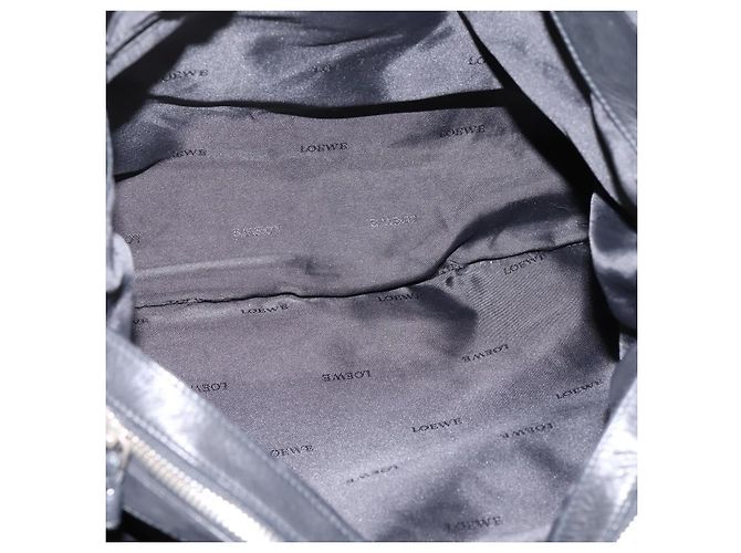 LOEWE Shoulder Bag Leather Black Silver Auth 201357 Silvery - view 11