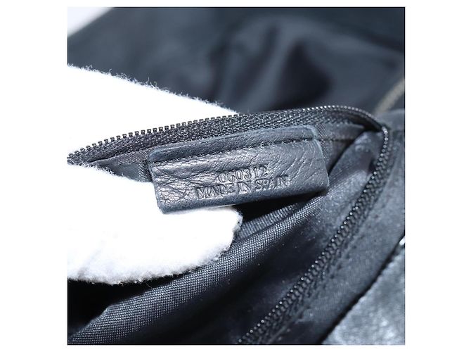 LOEWE Shoulder Bag Leather Black Silver Auth 201357 Silvery - view 12