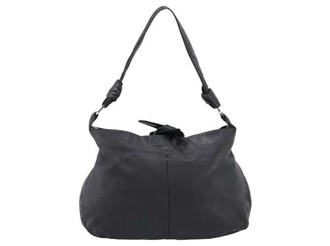 LOEWE Shoulder Bag Leather Black Silver Auth 201357 Silvery - view 13