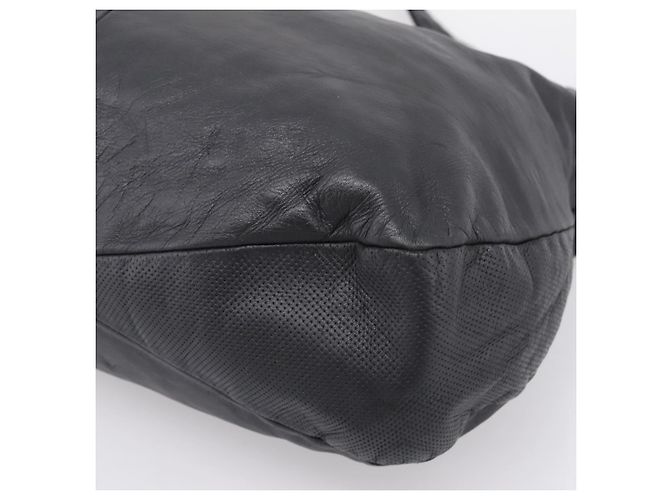 LOEWE Shoulder Bag Leather Black Silver Auth 201357 Silvery - view 14