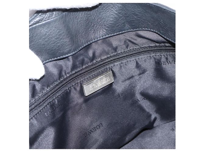 LOEWE Shoulder Bag Leather Black Silver Auth 201357 Silvery - view 17