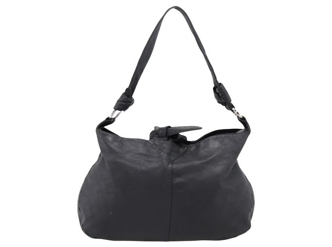 LOEWE Shoulder Bag Leather Black Silver Auth 201357 Silvery - view 2