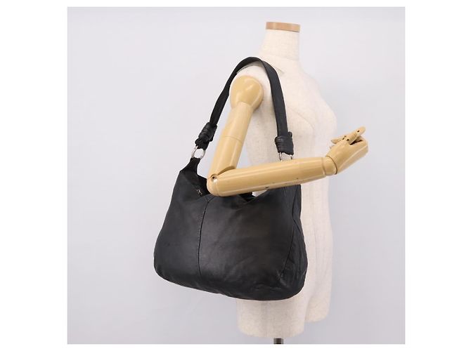 LOEWE Shoulder Bag Leather Black Silver Auth 201357 Silvery - view 25