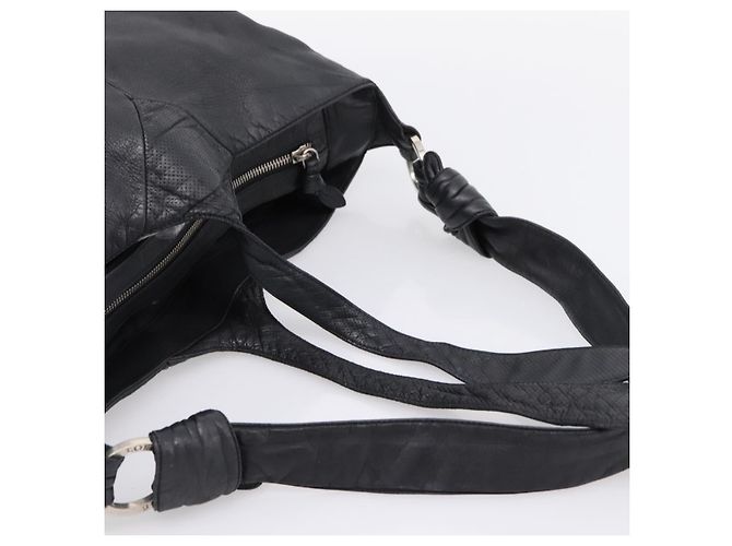 LOEWE Shoulder Bag Leather Black Silver Auth 201357 Silvery - view 6