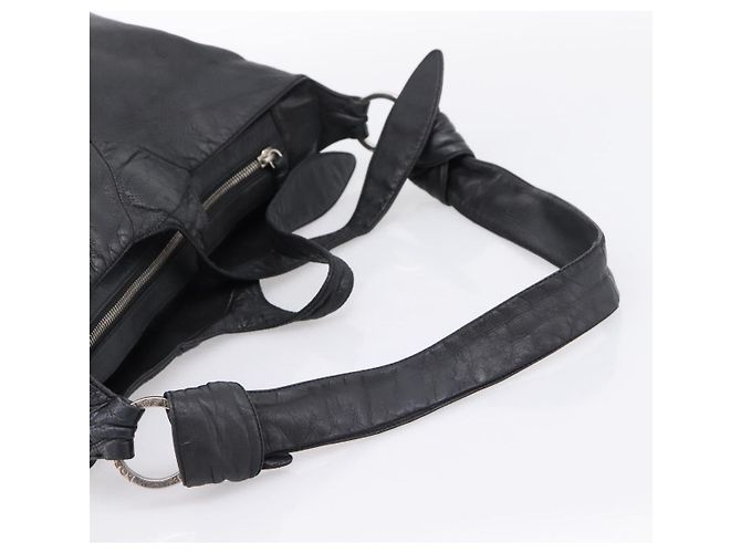 LOEWE Shoulder Bag Leather Black Silver Auth 201357 Silvery - view 8
