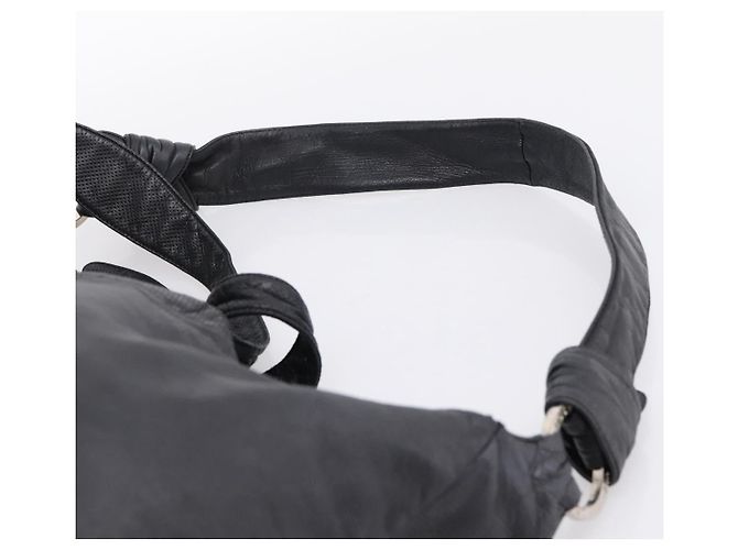 LOEWE Shoulder Bag Leather Black Silver Auth 201357 Silvery - view 9