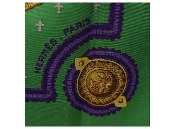 Hermès Pañuelo HERMES Carre 90 Seda Verde Auth 200005M - vista 11