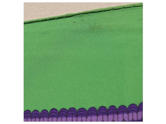 Hermès Pañuelo HERMES Carre 90 Seda Verde Auth 200005M - vista 12