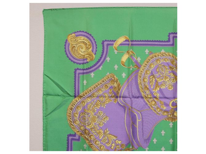 Hermès Pañuelo HERMES Carre 90 Seda Verde Auth 200005M - vista 14
