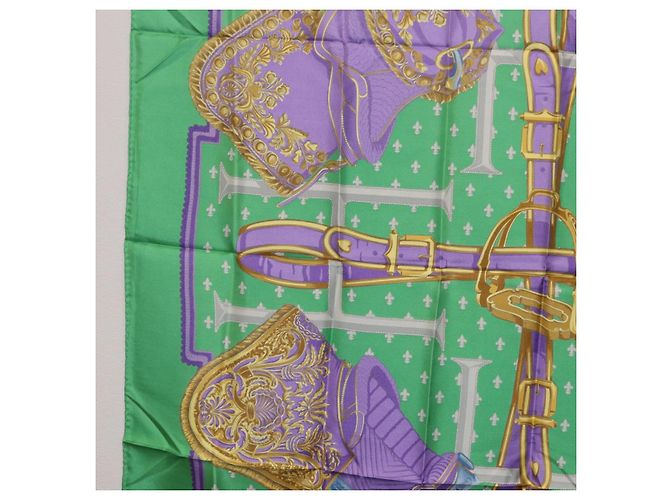 Hermès Pañuelo HERMES Carre 90 Seda Verde Auth 200005M - vista 18