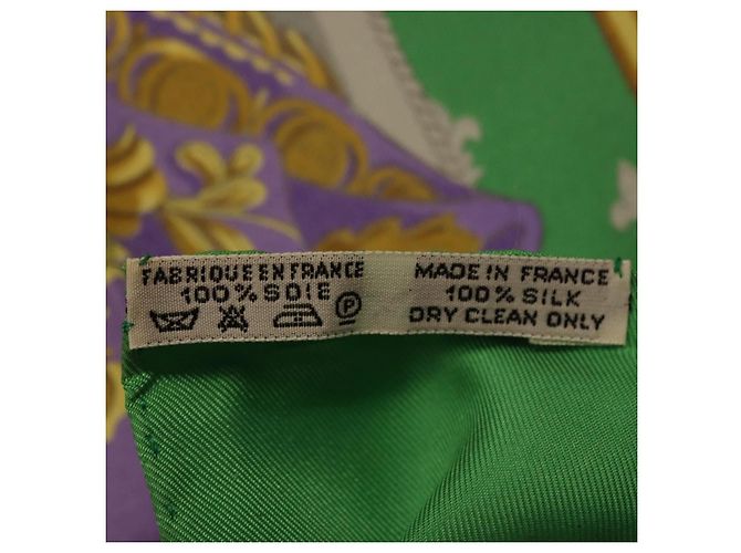 Hermès Pañuelo HERMES Carre 90 Seda Verde Auth 200005M - vista 24