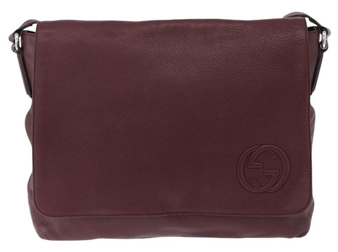 Borsa a tracolla GUCCI Interlocking in pelle Bordeaux Argento 322056 Auth ka6271V Bordò - vista 13