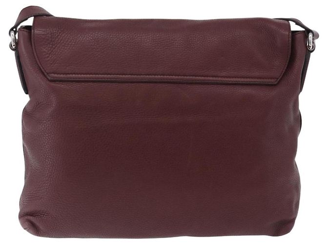Borsa a tracolla GUCCI Interlocking in pelle Bordeaux Argento 322056 Auth ka6271V Bordò - vista 2
