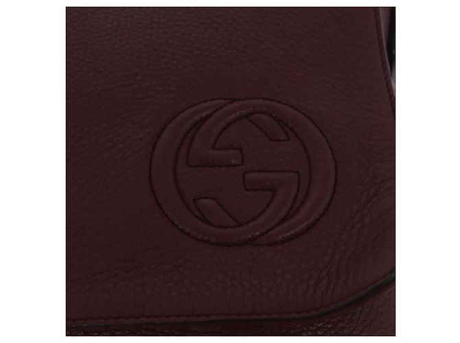 Borsa a tracolla GUCCI Interlocking in pelle Bordeaux Argento 322056 Auth ka6271V Bordò - vista 22