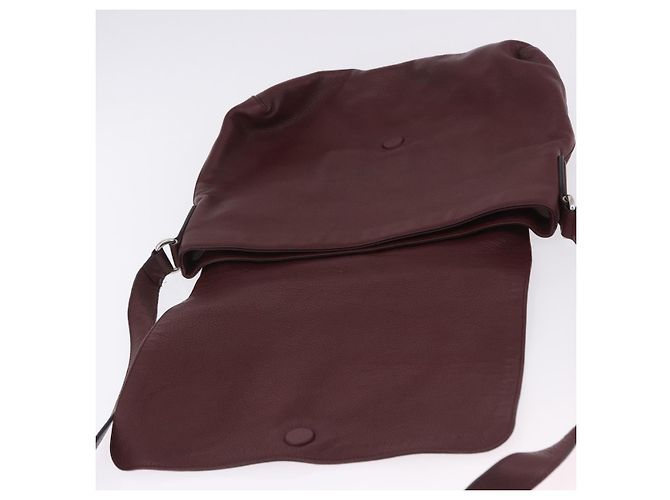 Borsa a tracolla GUCCI Interlocking in pelle Bordeaux Argento 322056 Auth ka6271V Bordò - vista 23