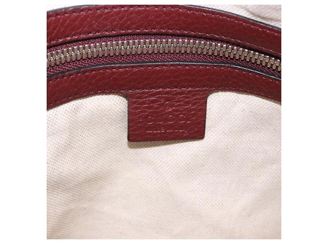 Borsa a tracolla GUCCI Interlocking in pelle Bordeaux Argento 322056 Auth ka6271V Bordò - vista 24