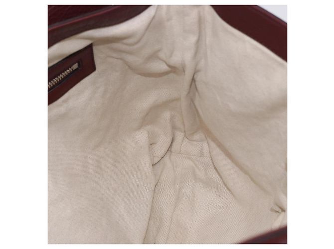 Borsa a tracolla GUCCI Interlocking in pelle Bordeaux Argento 322056 Auth ka6271V Bordò - vista 25