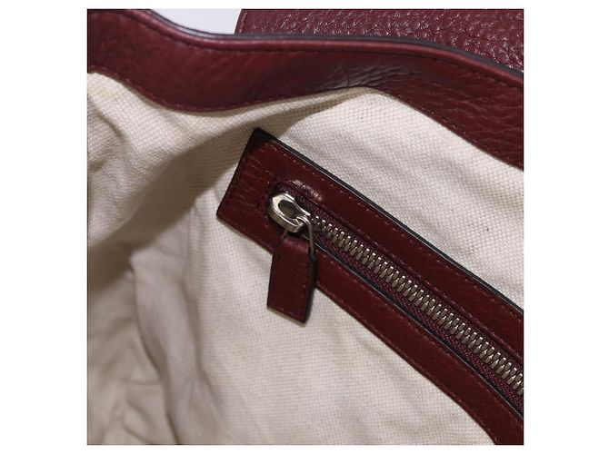 Borsa a tracolla GUCCI Interlocking in pelle Bordeaux Argento 322056 Auth ka6271V Bordò - vista 27