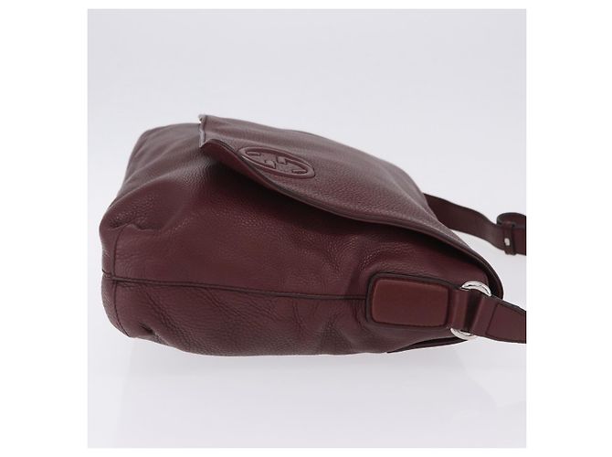 Borsa a tracolla GUCCI Interlocking in pelle Bordeaux Argento 322056 Auth ka6271V Bordò - vista 4