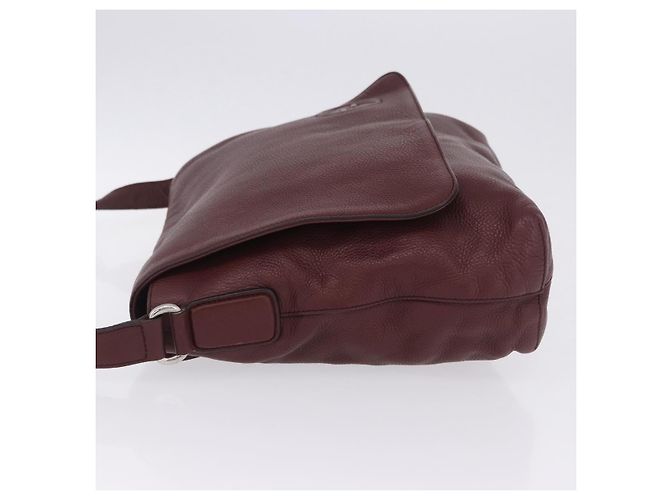 Borsa a tracolla GUCCI Interlocking in pelle Bordeaux Argento 322056 Auth ka6271V Bordò - vista 5