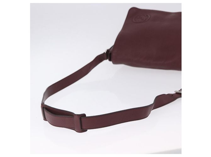 Borsa a tracolla GUCCI Interlocking in pelle Bordeaux Argento 322056 Auth ka6271V Bordò - vista 8