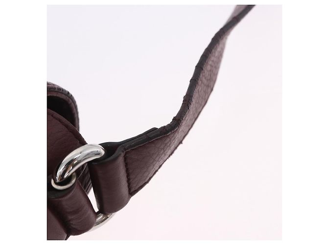 Borsa a tracolla GUCCI Interlocking in pelle Bordeaux Argento 322056 Auth ka6271V Bordò - vista 9