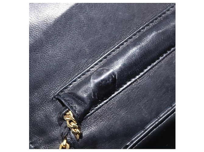 BALLY Schultertasche mit Kette aus Leder Schwarz Gold Auth 204454 Golden - Ansicht 11