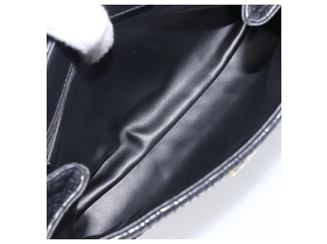 BALLY Schultertasche mit Kette aus Leder Schwarz Gold Auth 204454 Golden - Ansicht 12