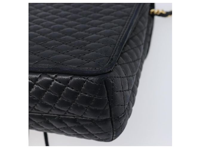 BALLY Schultertasche mit Kette aus Leder Schwarz Gold Auth 204454 Golden - Ansicht 15