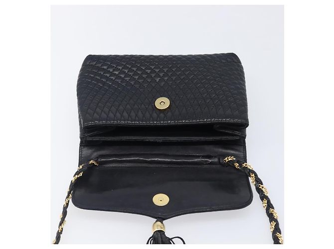 BALLY Schultertasche mit Kette aus Leder Schwarz Gold Auth 204454 Golden - Ansicht 19