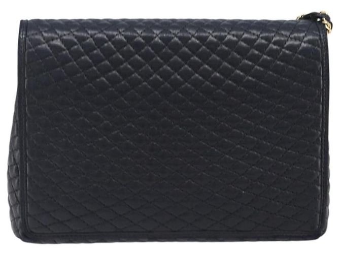 BALLY Schultertasche mit Kette aus Leder Schwarz Gold Auth 204454 Golden - Ansicht 2