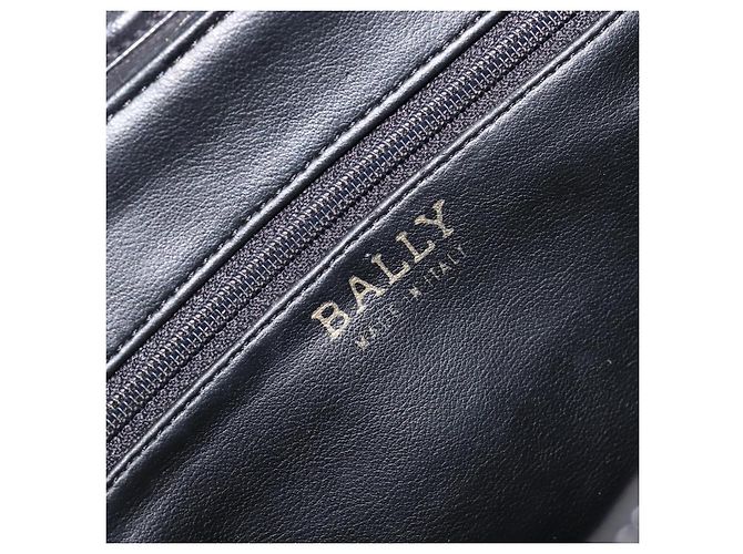 BALLY Schultertasche mit Kette aus Leder Schwarz Gold Auth 204454 Golden - Ansicht 20
